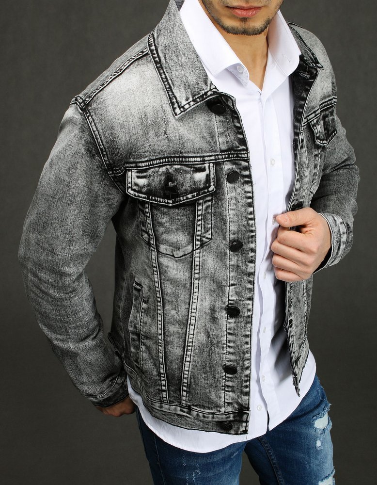 Gray men's denim jacket TX3232