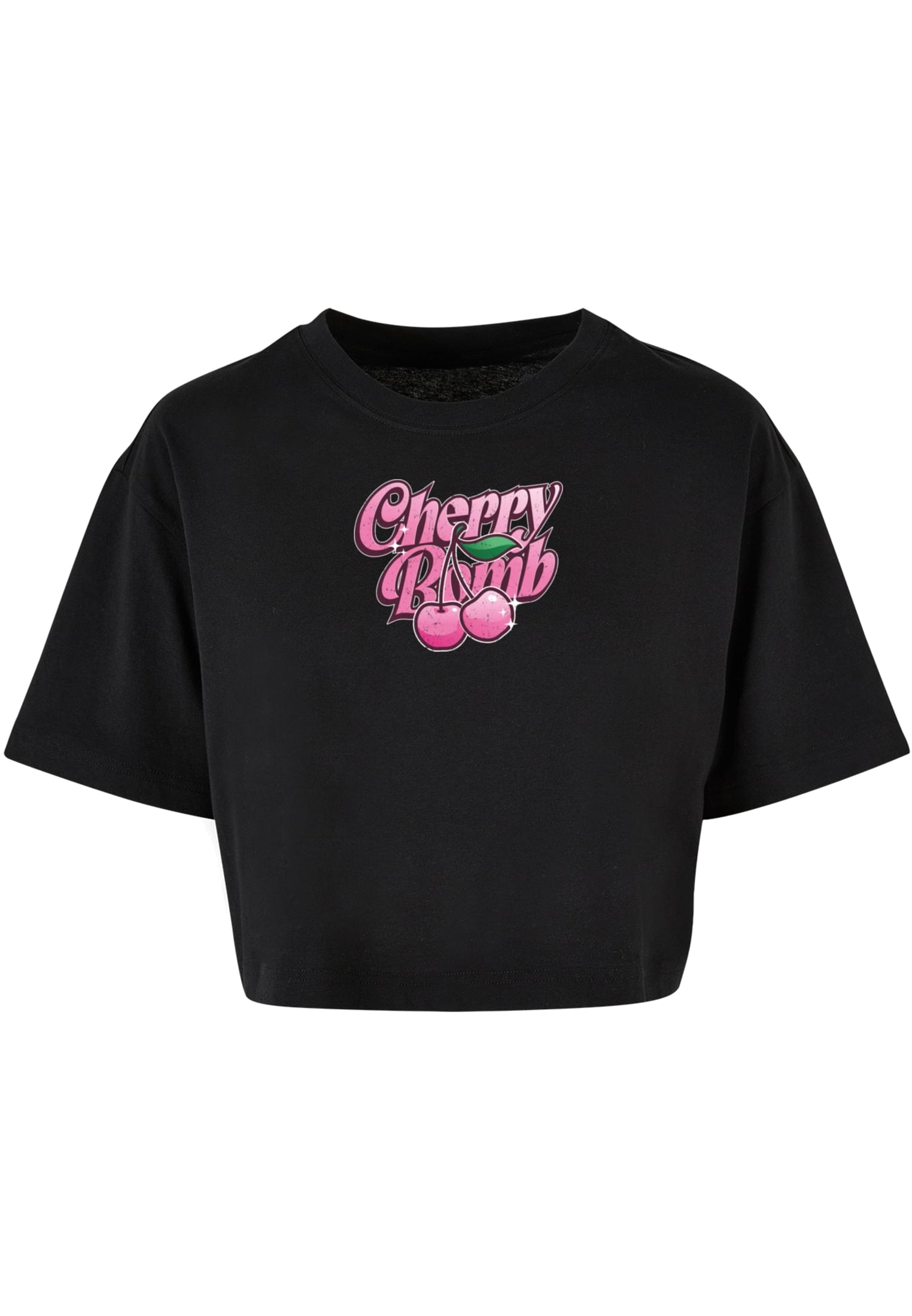 Women's short overized t-shirt Cherry Bomb black