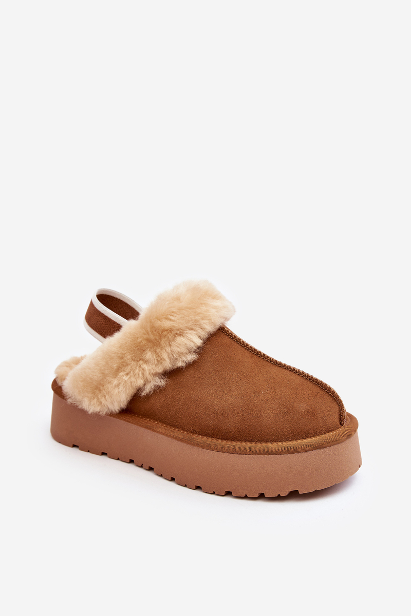 Women's Platform Slippers With Camel Sophienne Fur