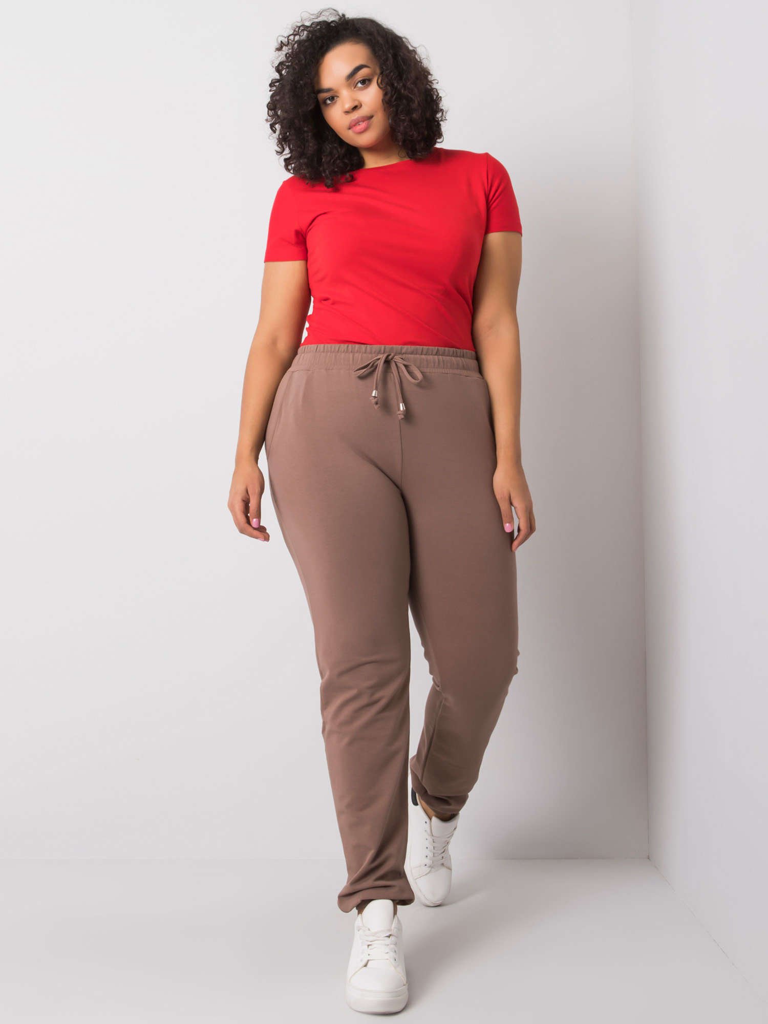 Dark Beige Women's Sweatpants Plus Size