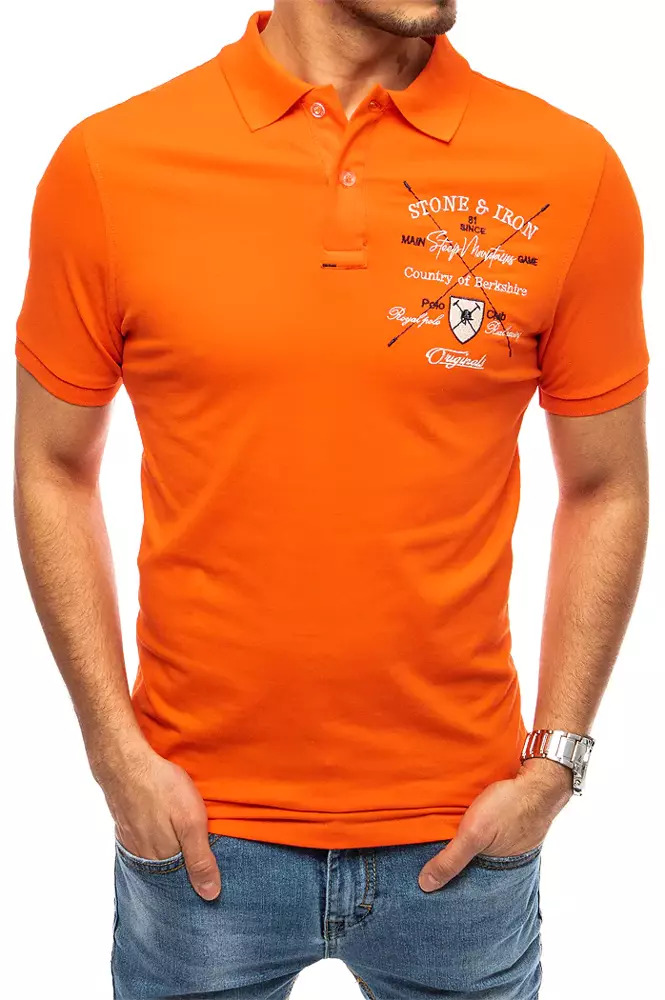 Orange men's polo shirt with Dstreet embroidery