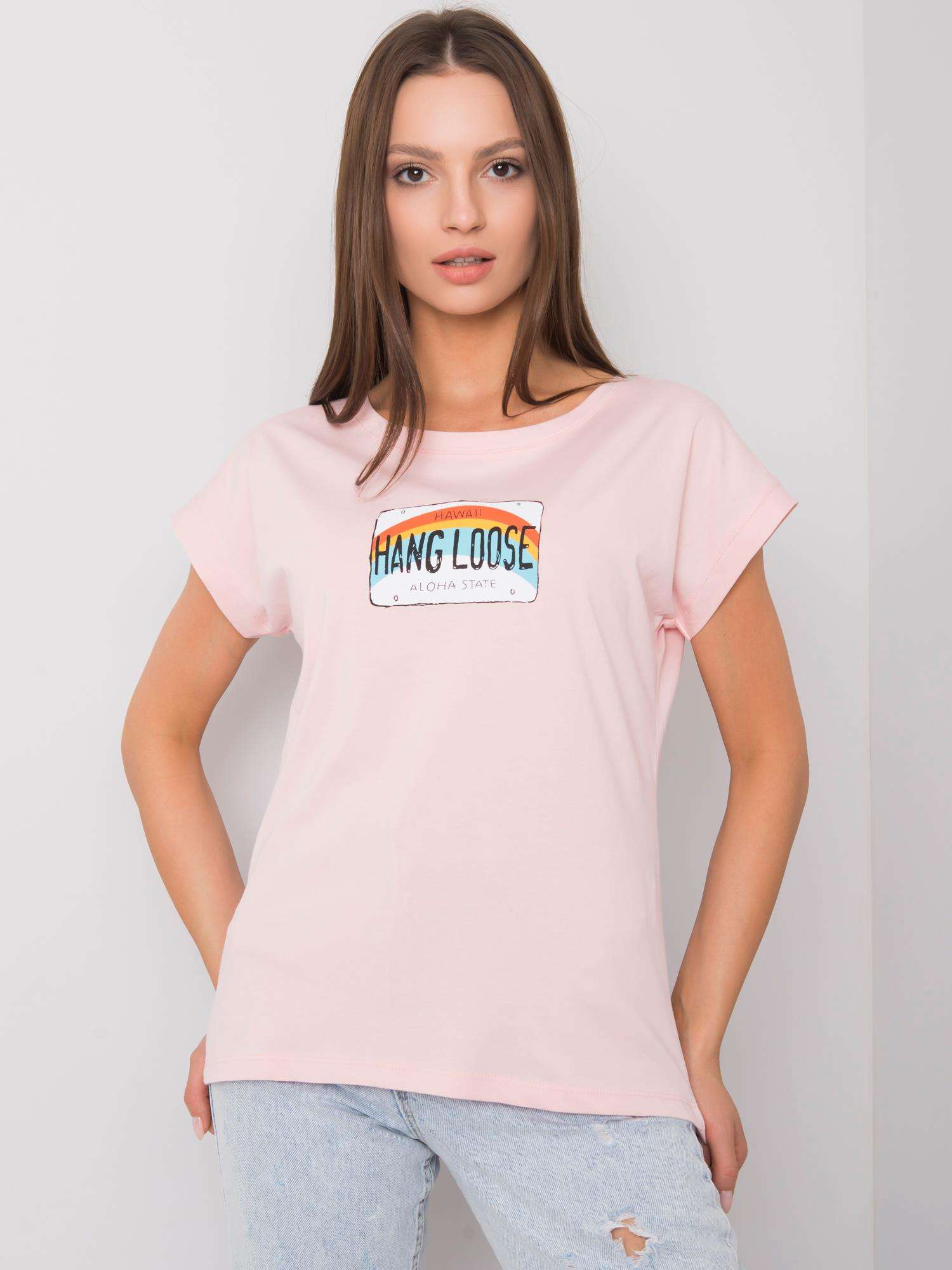 Levně Světle růžové bavlněné dámské tričko