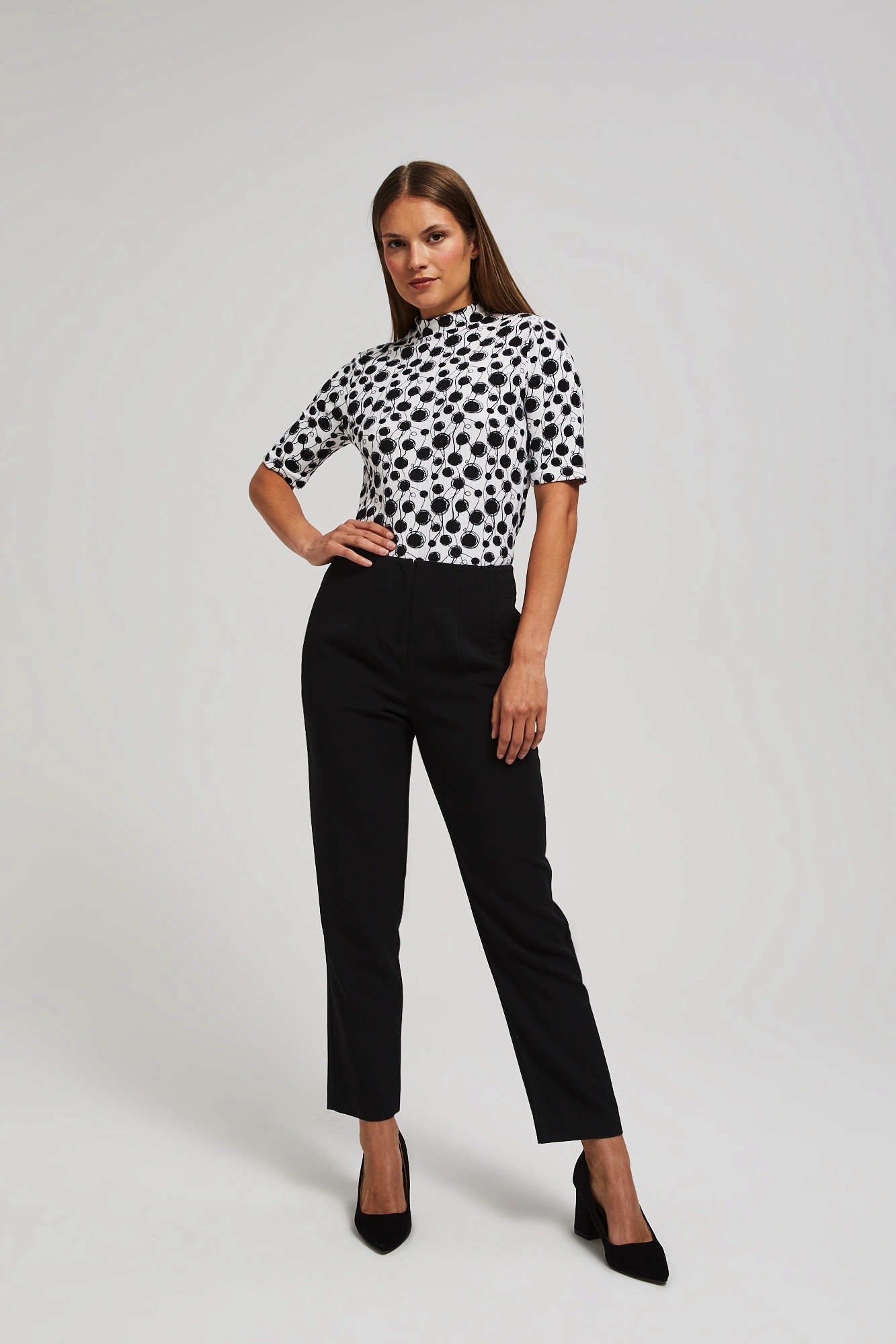 Patterned turtleneck blouse