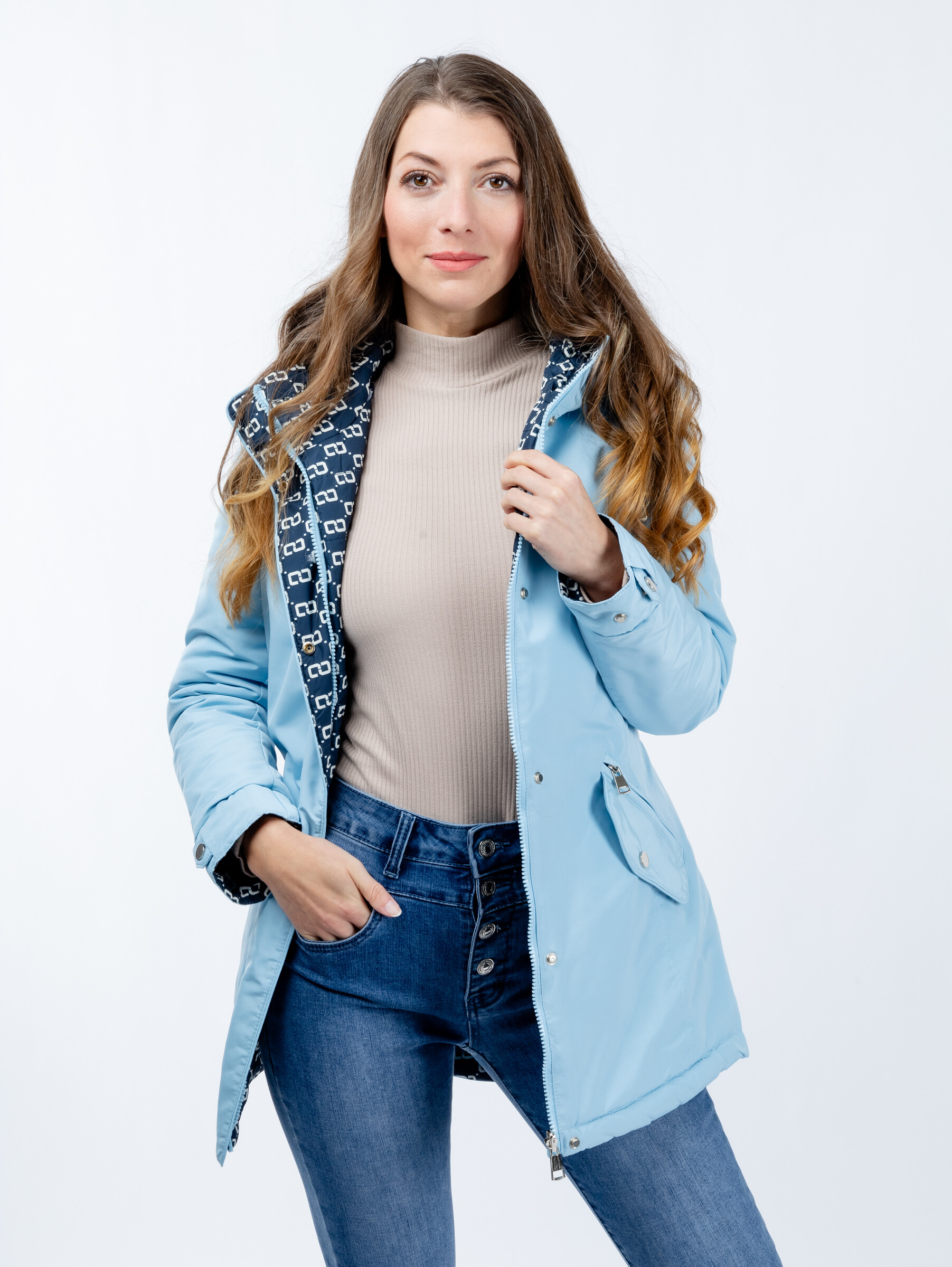 Women's reversible parka GLANO - light/dark blue