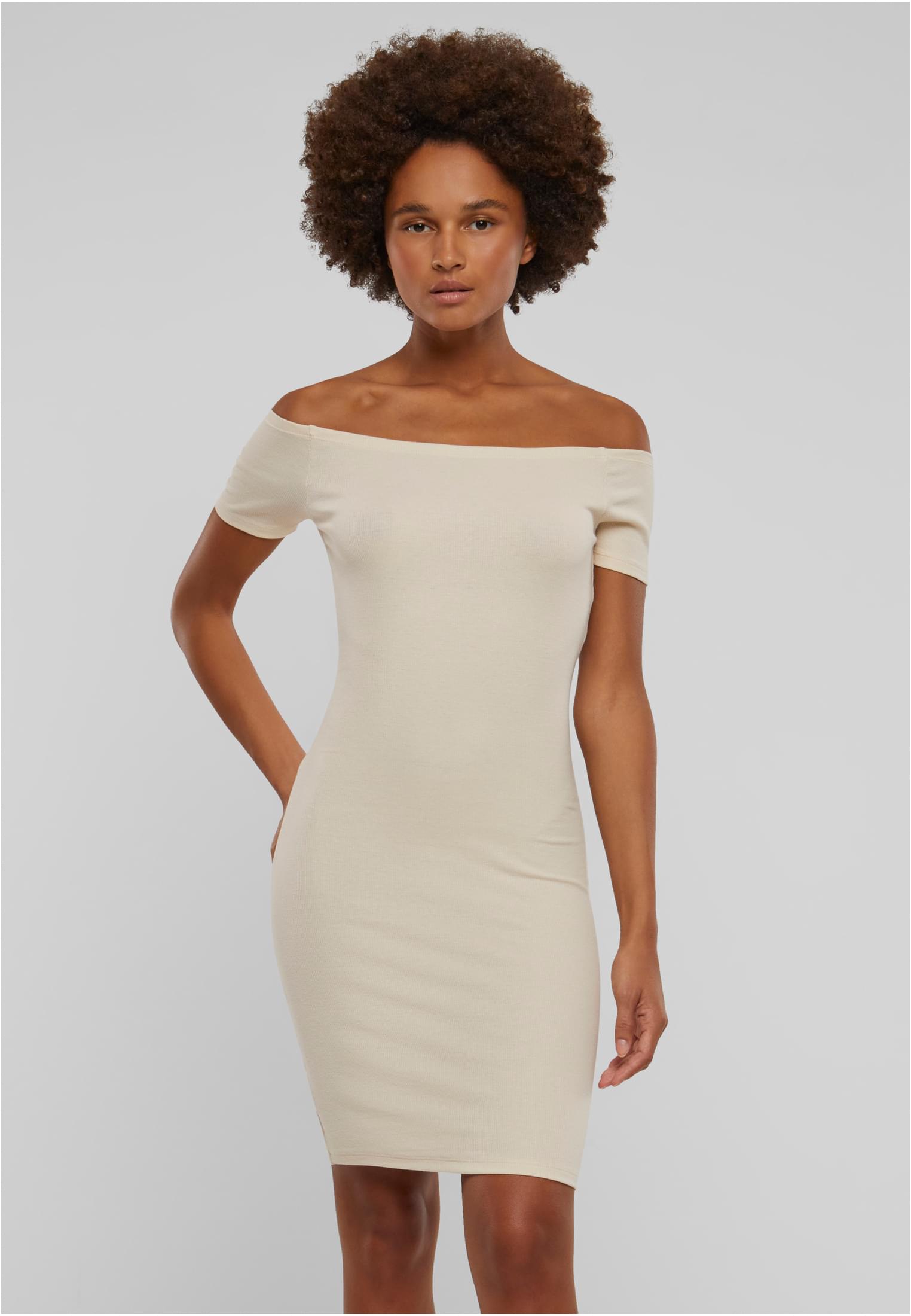 Women's Dress Off Shoulder Rib Cream