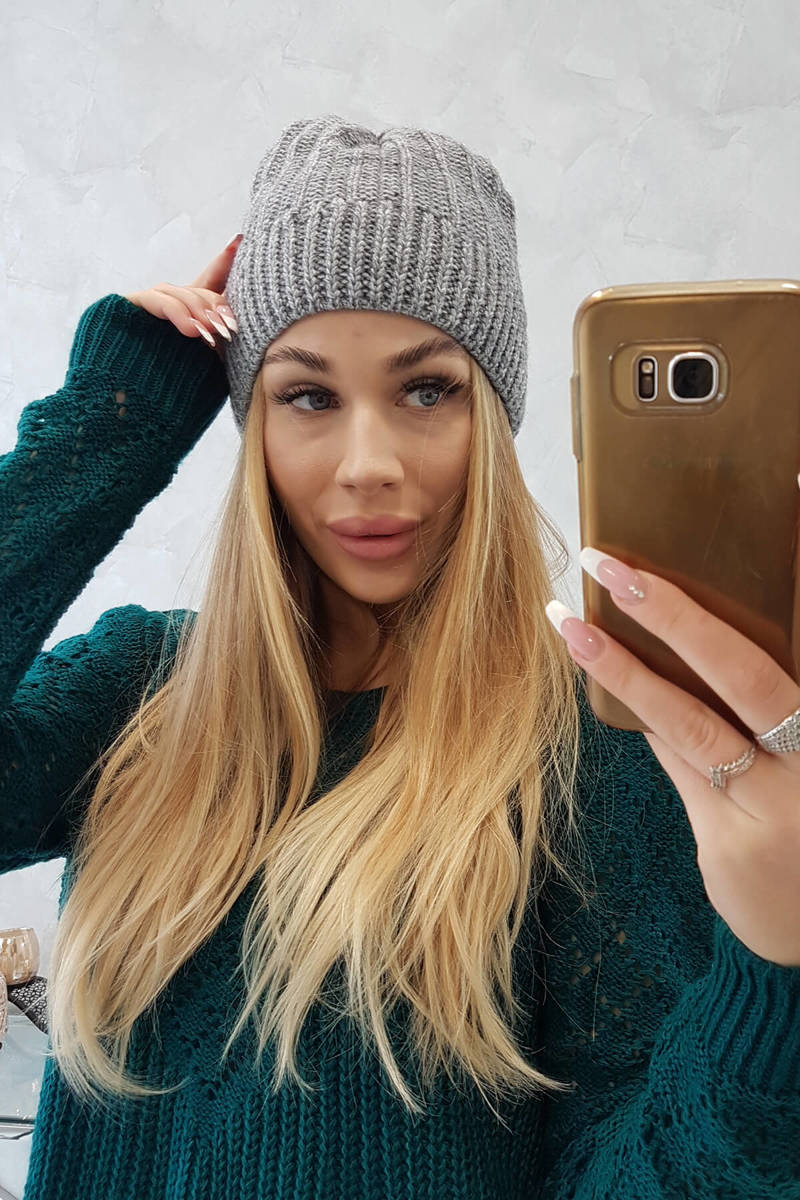 Beanie with fleece Anna K238 dark gray