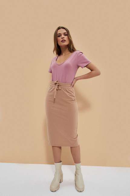 Cotton blouse with deep neckline