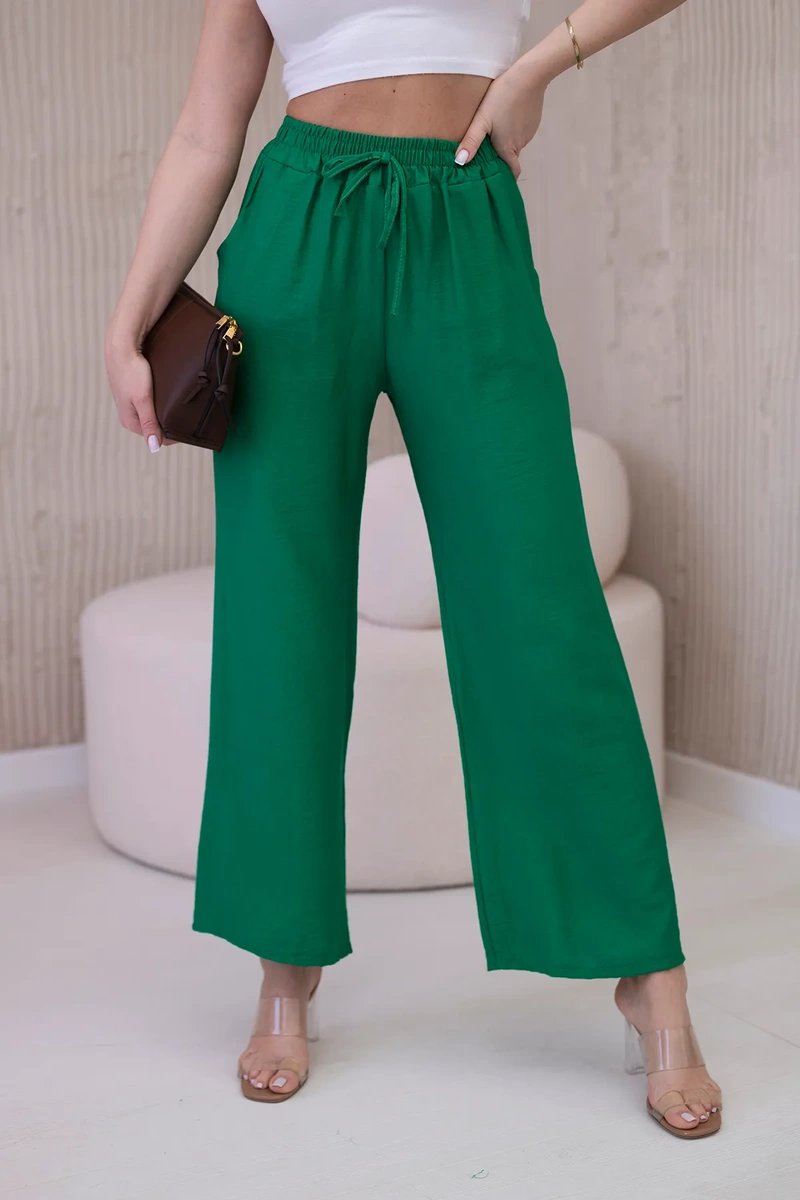 Viscose wide green trousers