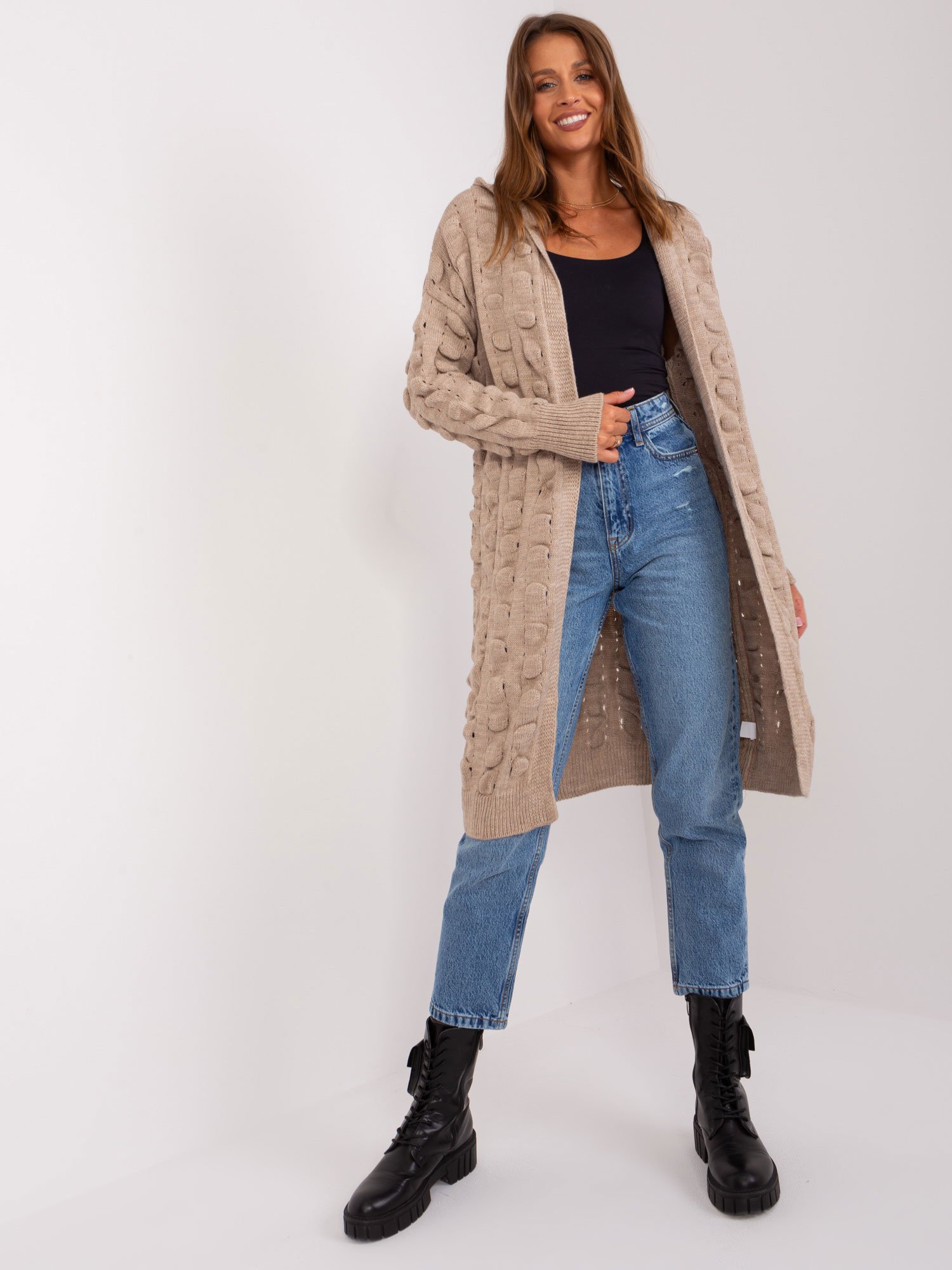 Dark Beige Women's Hooded Cardigan