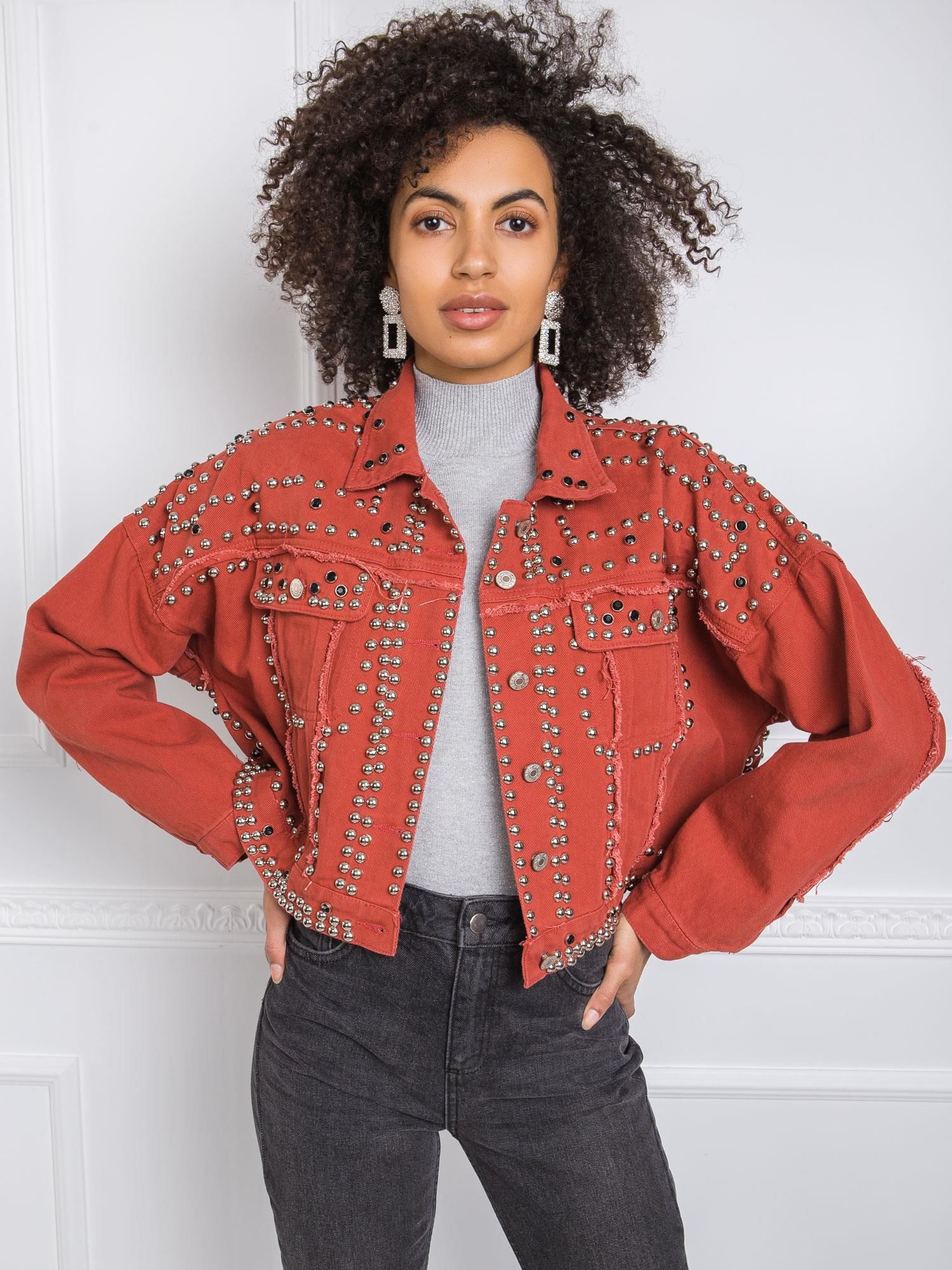 Brick Red Thick Denim Jacket