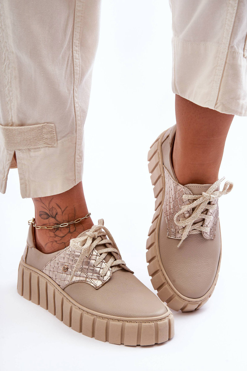 Leather platform shoes beige Hypnosis