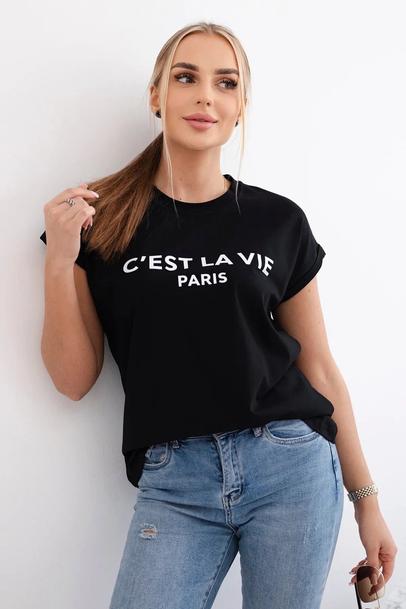 Levně Bavlněná halenka C'est La Vie Paris černá