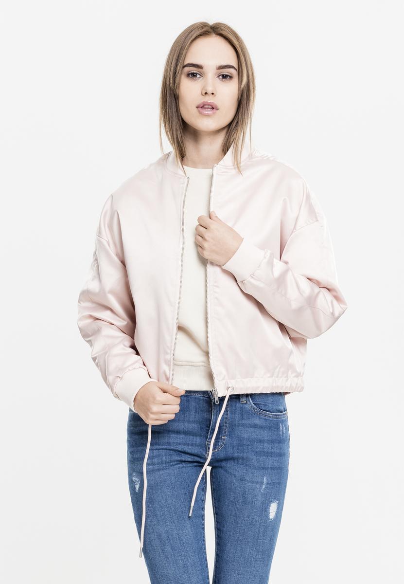 Doamnelor Satin Kimono Blouson roz deschis