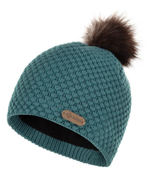 Women's fashion beanie with pompom KILPI ALPINA-W dark green