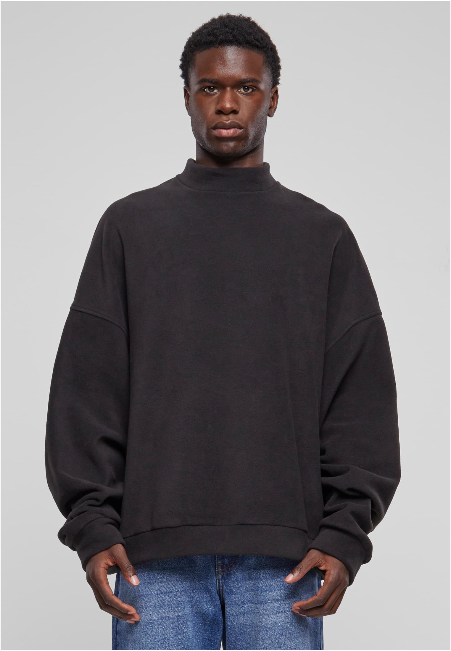 Men's Fleece Oversized Sweatshirt Crew Black