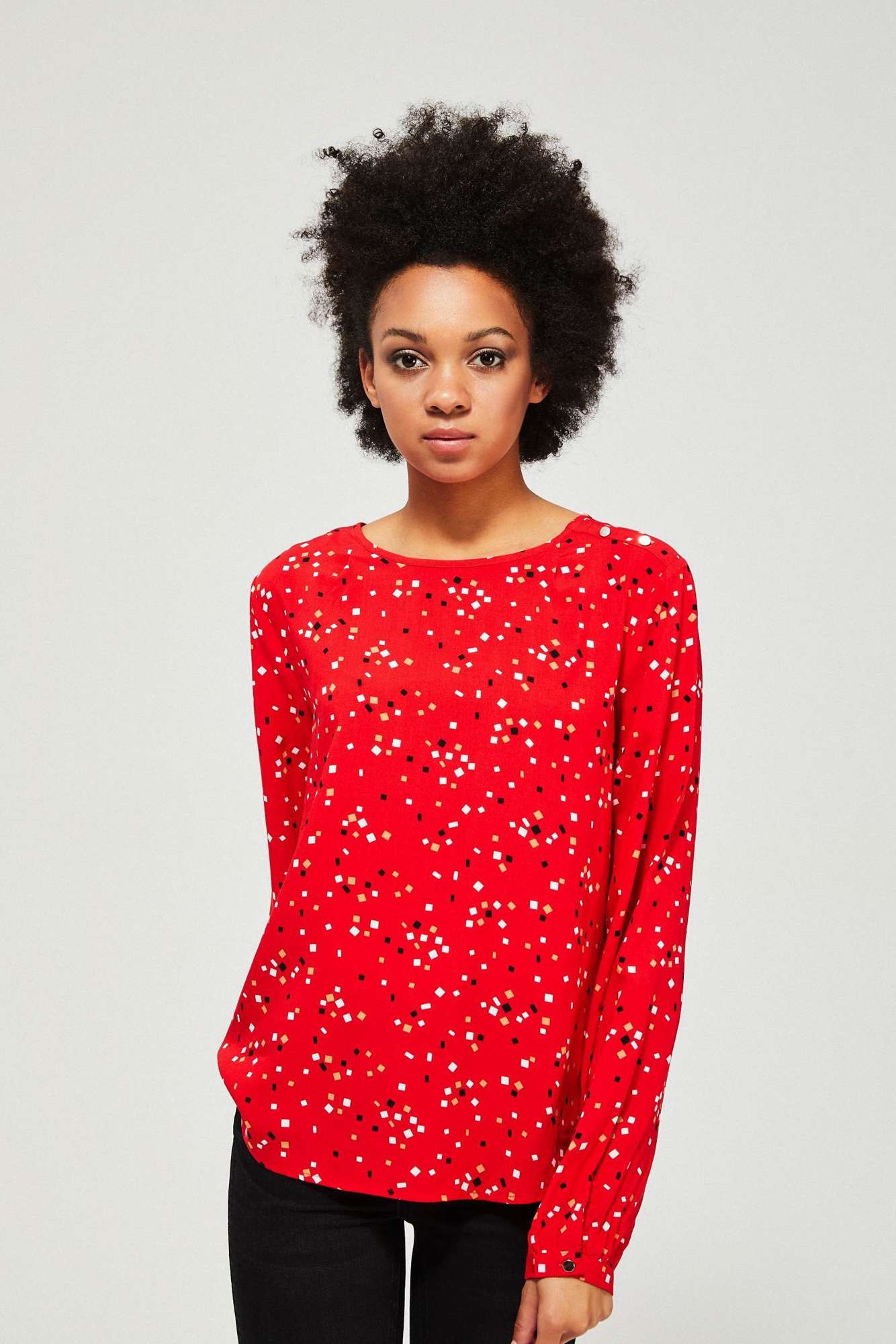 Shirt with geometric print - red