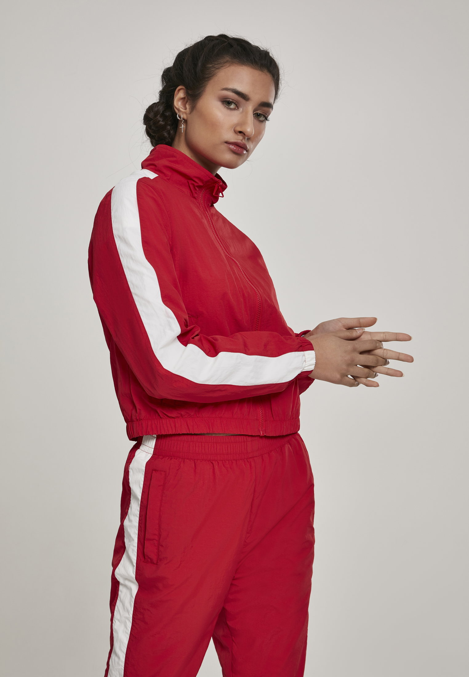 Women's Short Striped Jacket With Stopwatches Red/wht