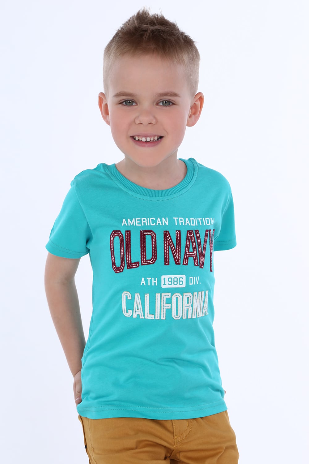 Boys' T-shirt with mint inscriptions