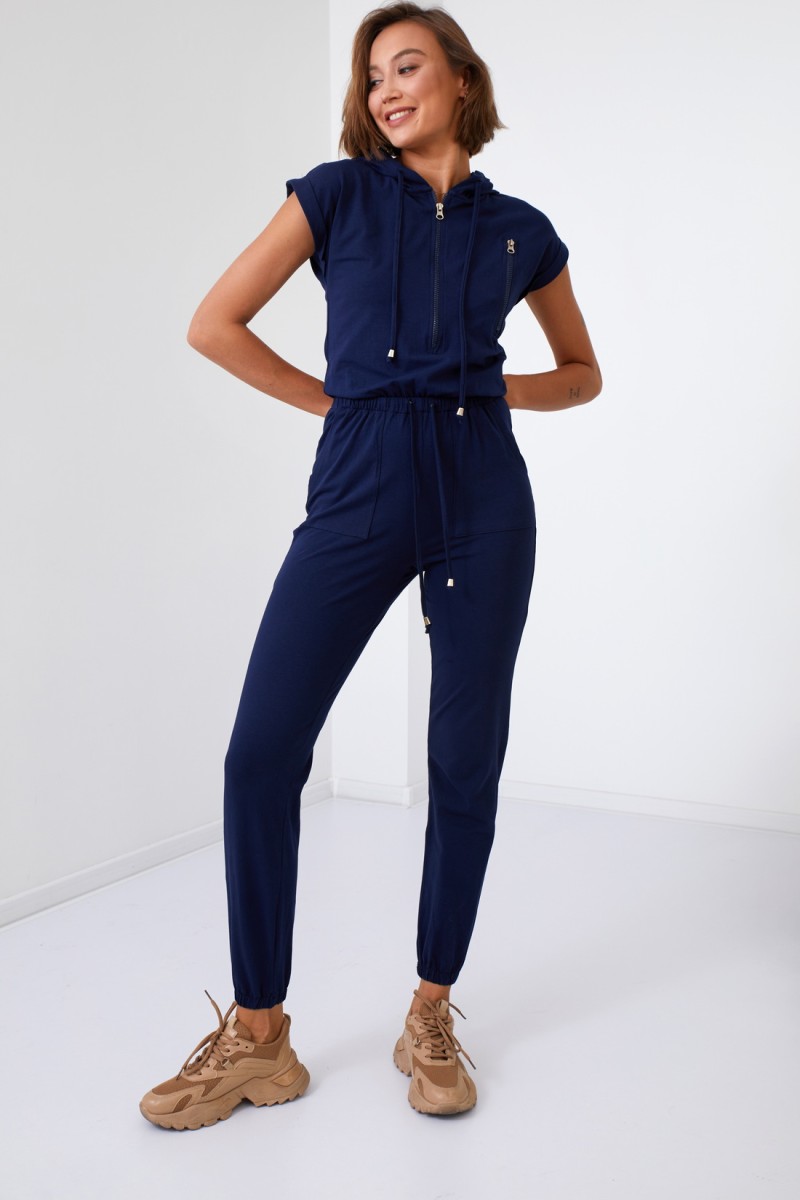 Women&#039;s Jumpsuit with Hood, Dark Blue