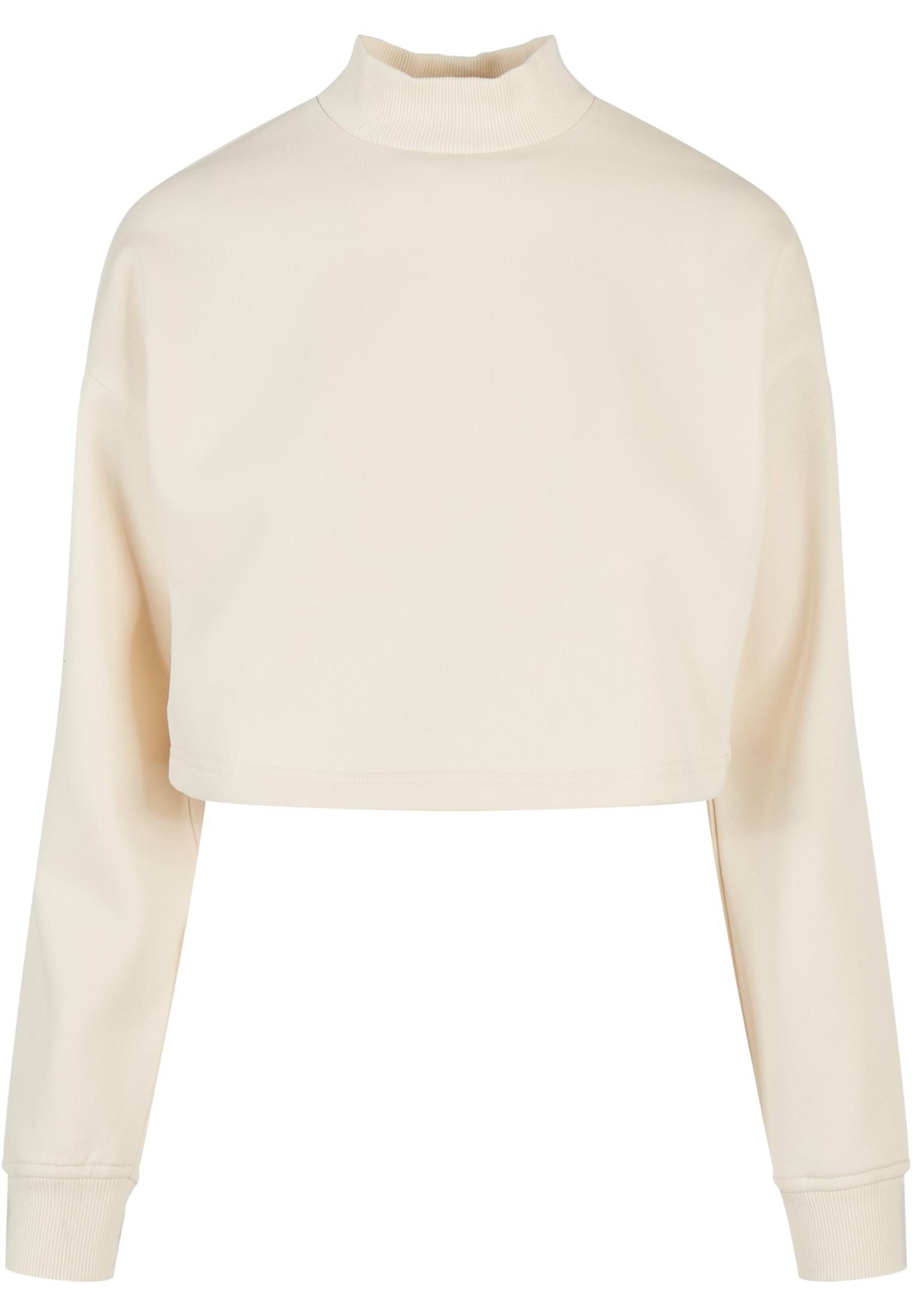 Ladies Cropped Oversized Sweat High Neck Crew Whitesand