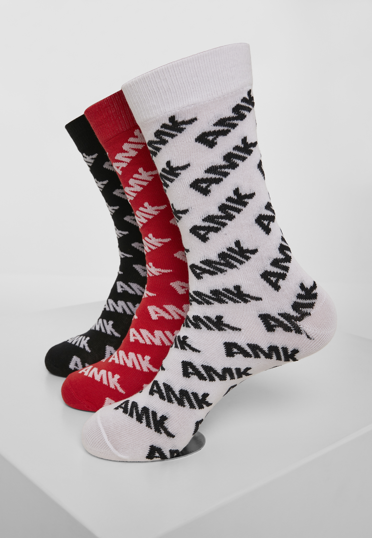 Levně AMK Allover Socks 3-Pack černá/červená/bílá