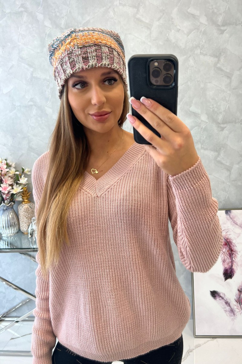 Beanie with fleece Monika K256 mustard+brown