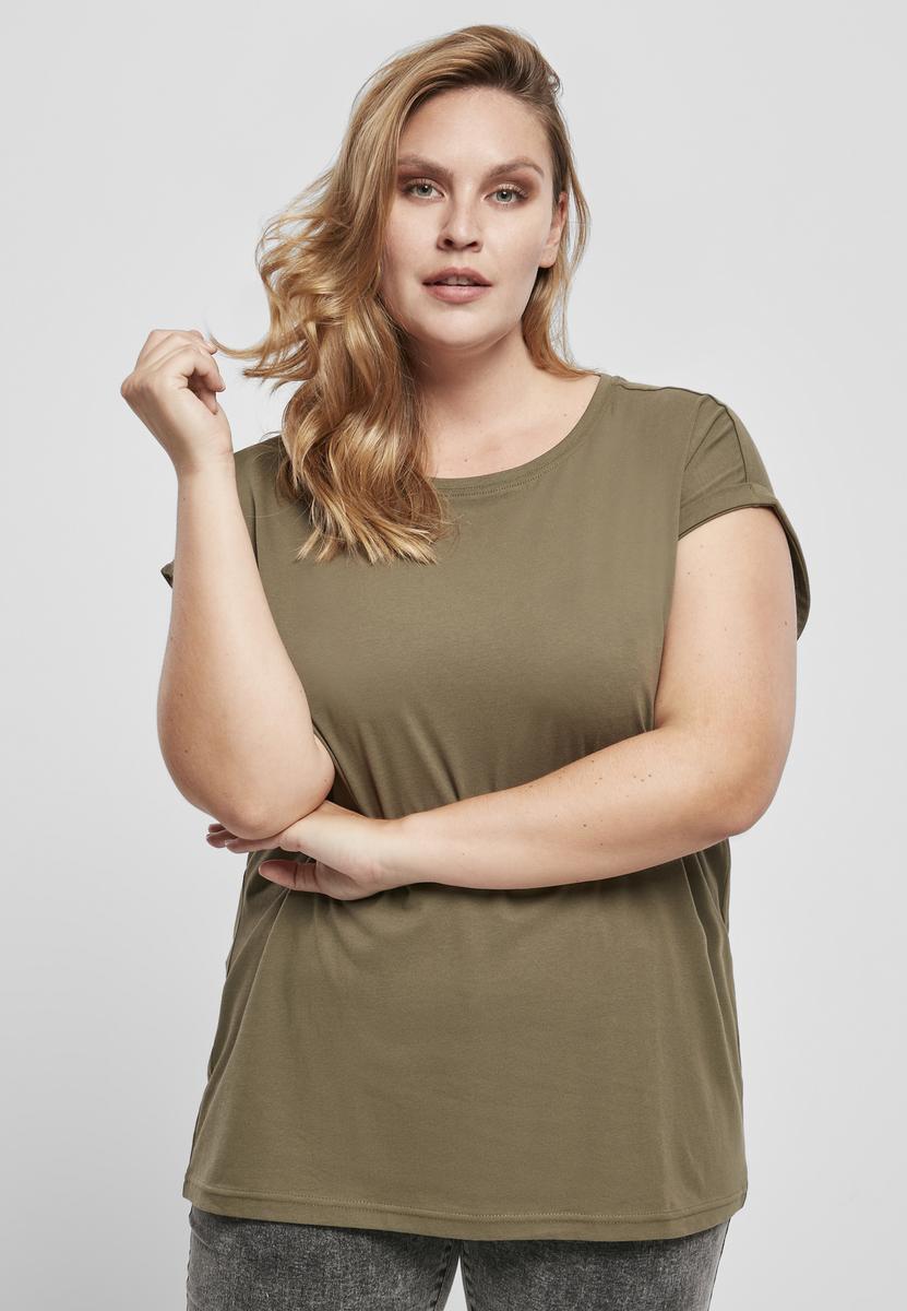 Women's Organic Olive T-Shirt With Extended Shoulder