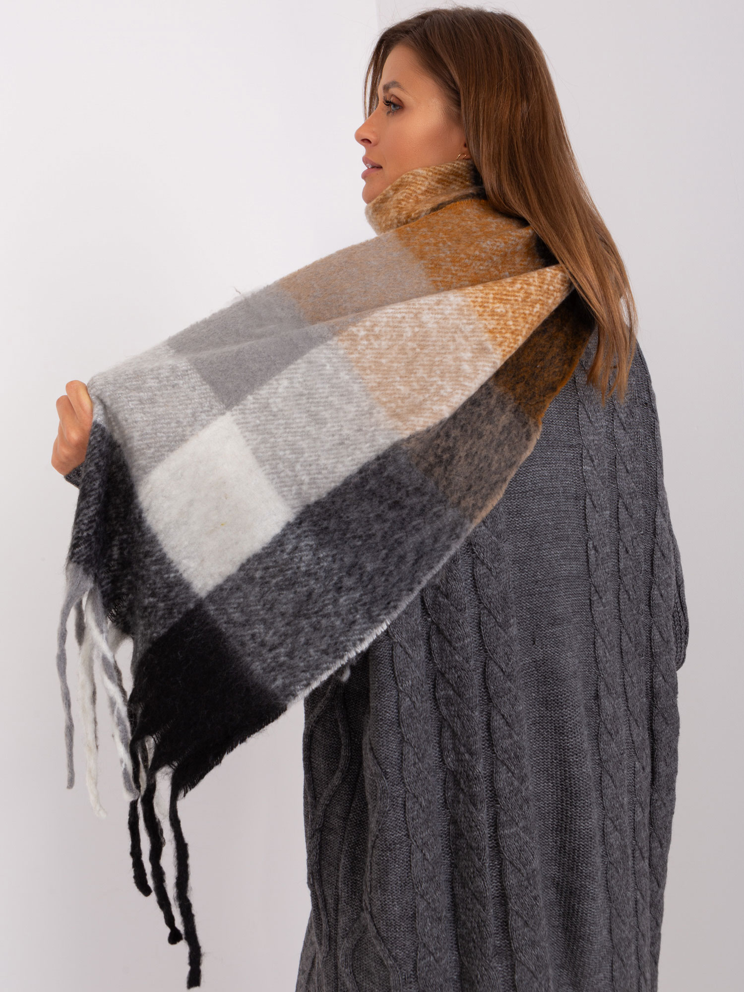 Grey-brown Checkered Women's Scarf