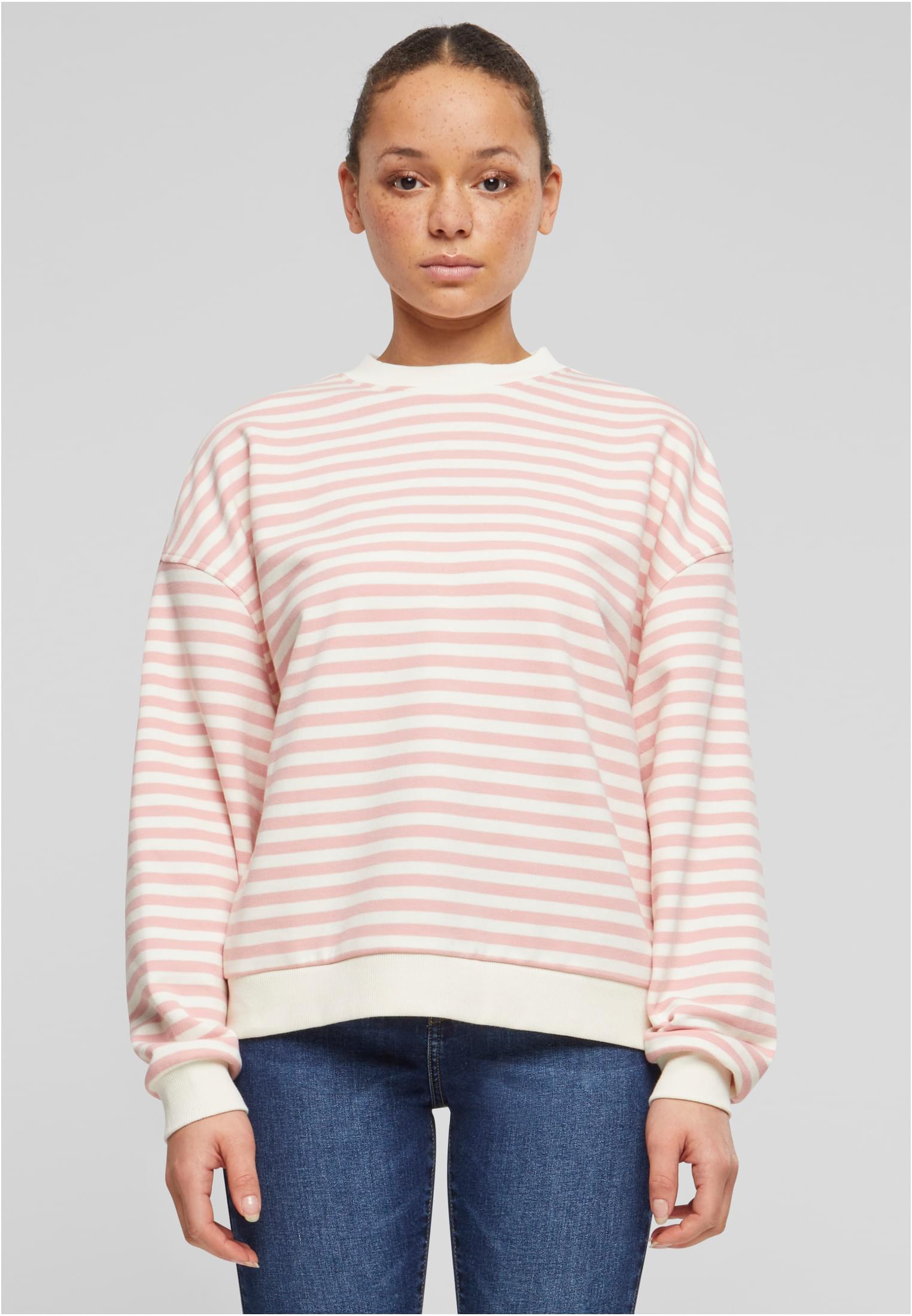 Women's Oversized Striped Sweatshirt - Pink/Cream