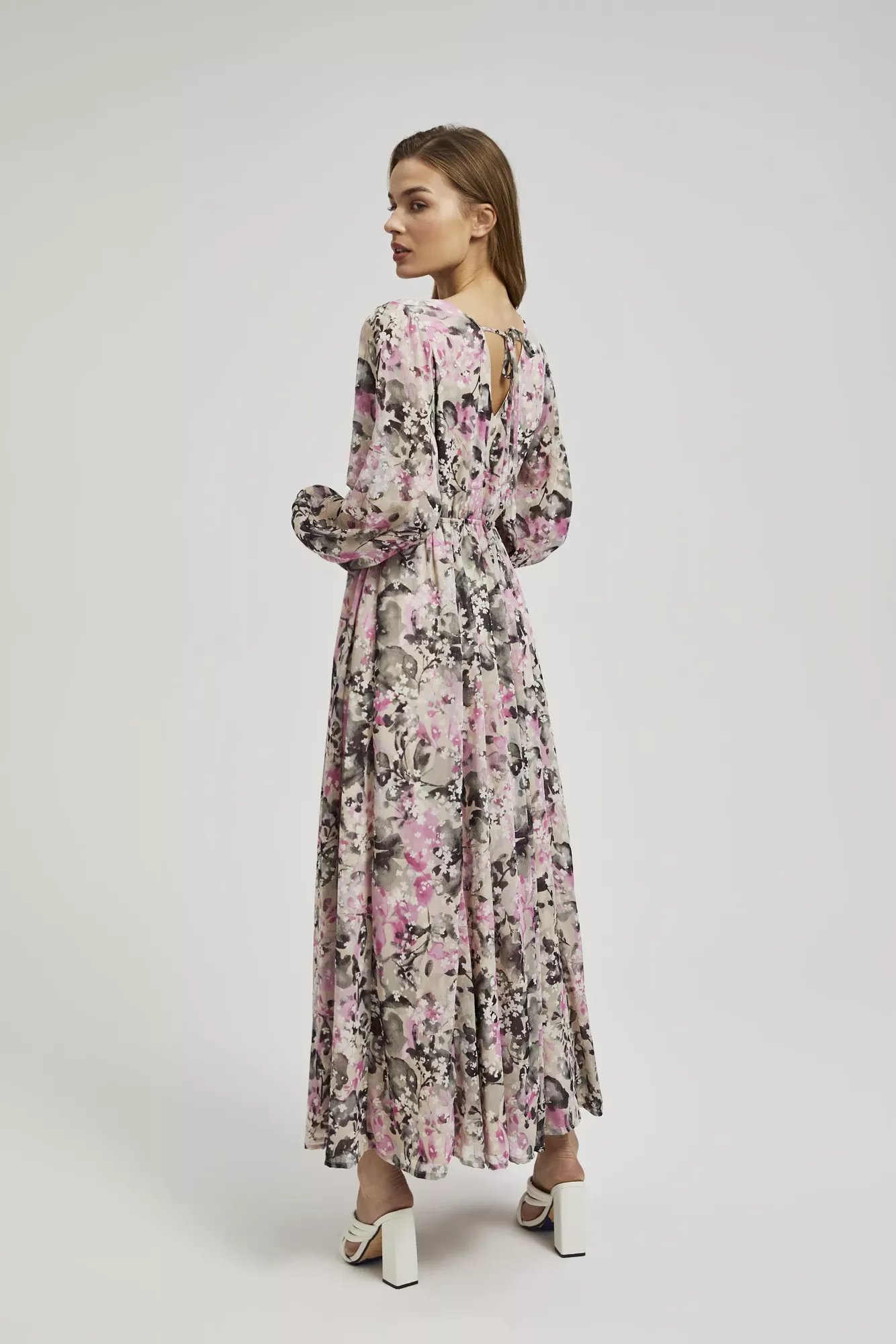 Marisse Gray Floral Maxi Dress