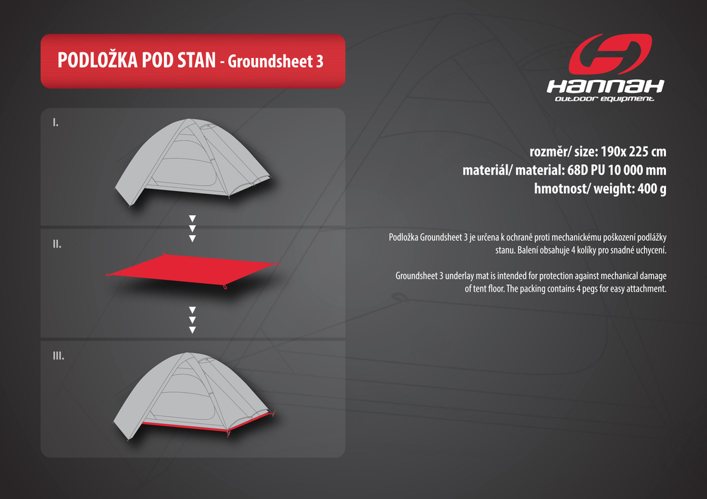 Podlážka pod stan Hannah GROUNDSHEET 3 graphite