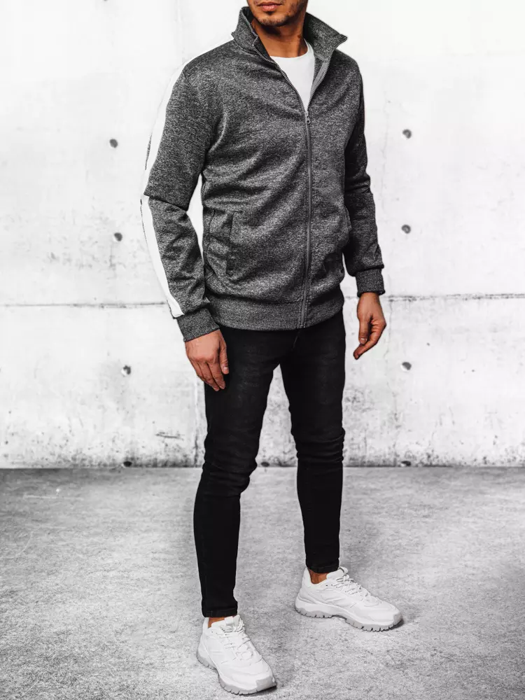 Dstreet Men's Dark Grey Zippered Sweatshirt