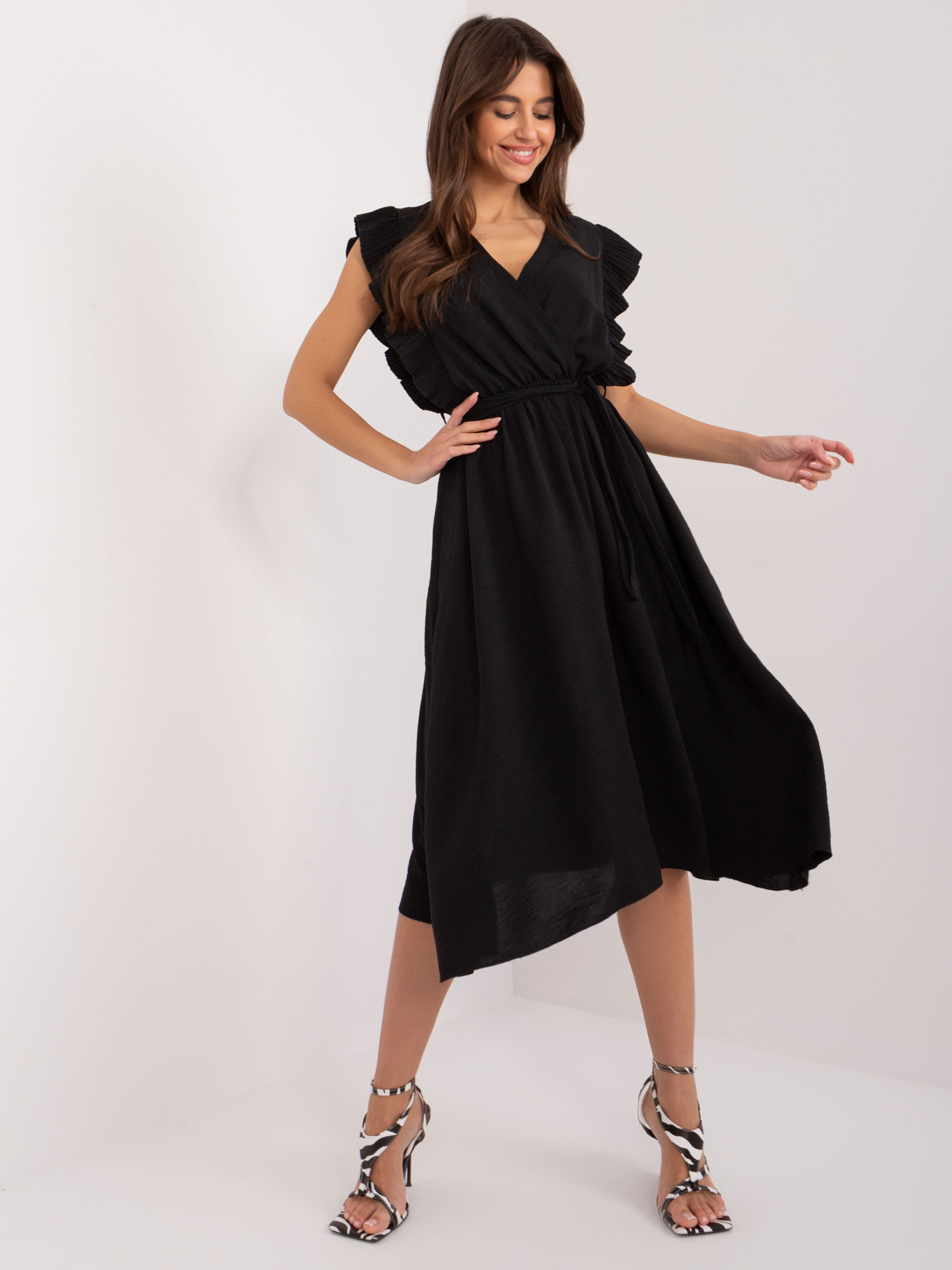 Black asymmetrical sleeveless dress