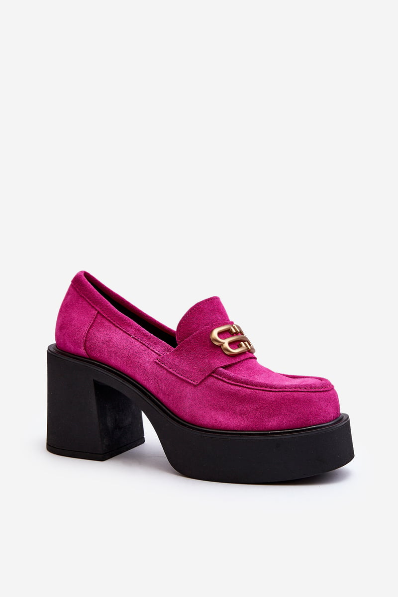 Zazoo women's suede high-heeled shoes, fuchsia