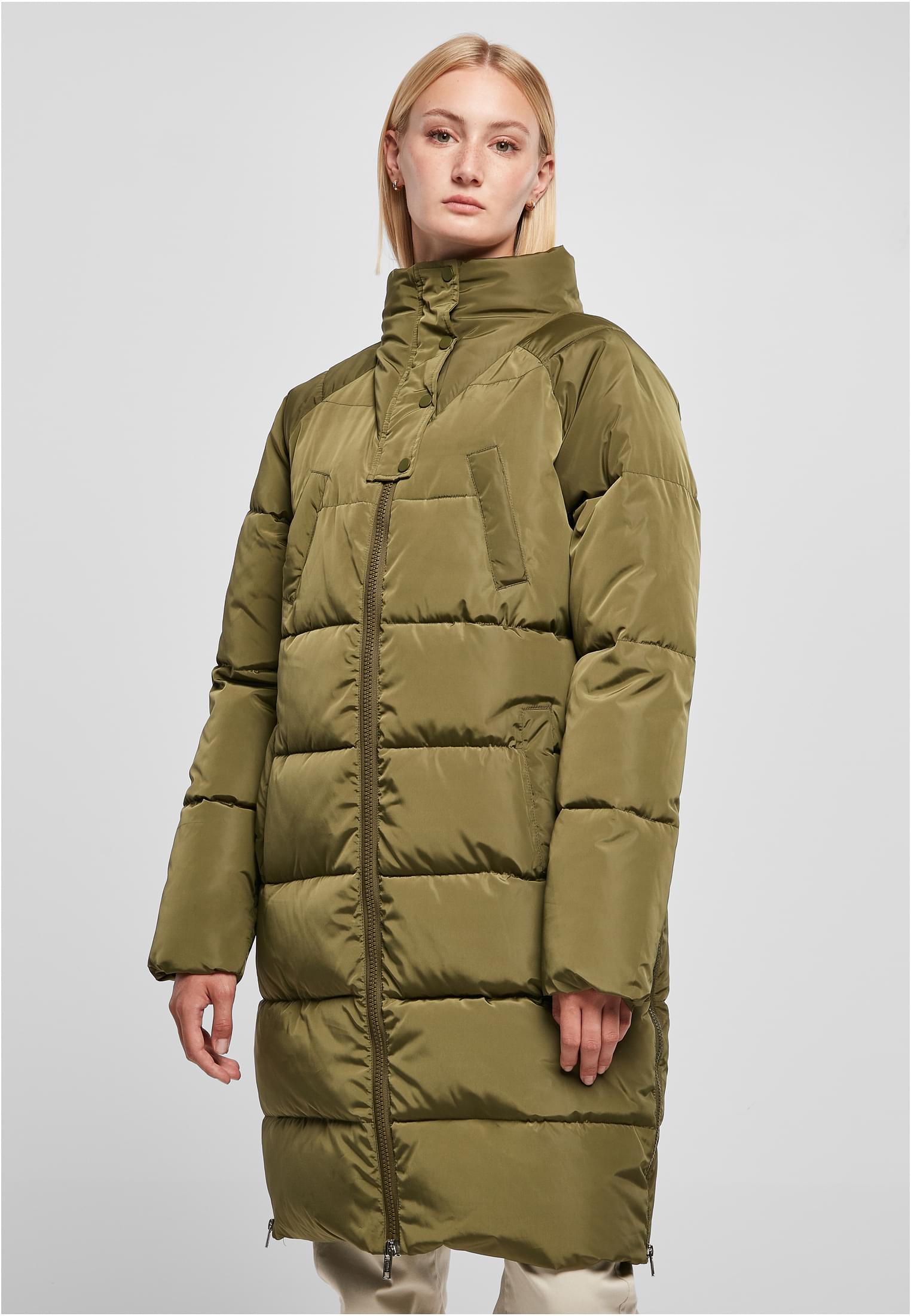 Women's High-neck Coat, Olive