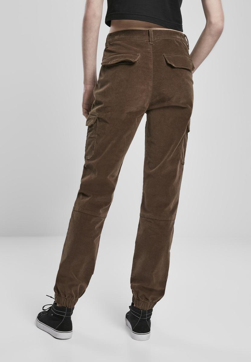 Doamnelor high waist Cargo Corduroy Pantaloni Dark Olive