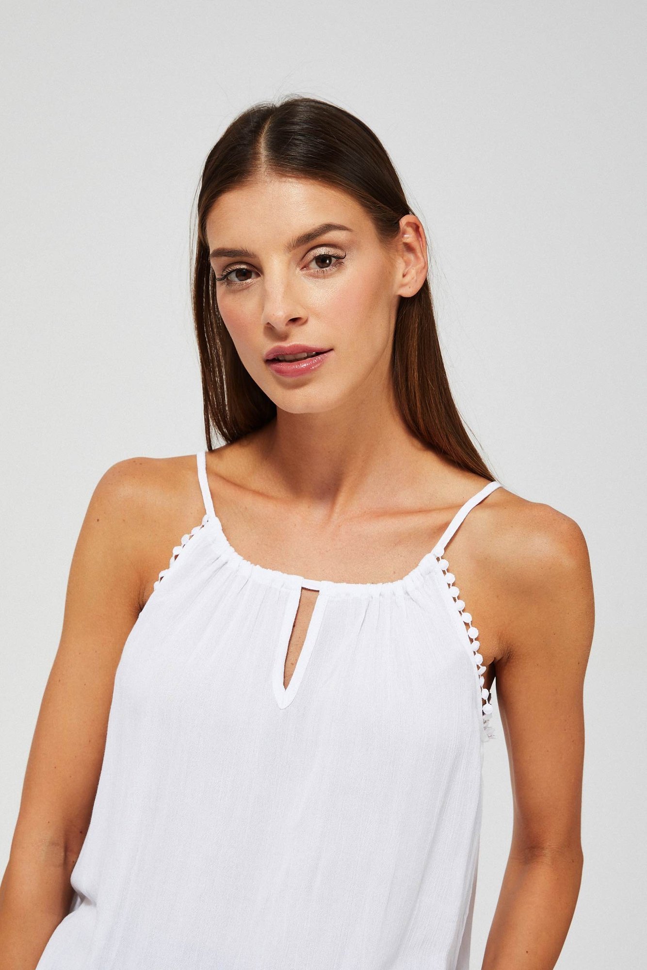 Marisse Viscose Top With Straps L-Ko-3464 White