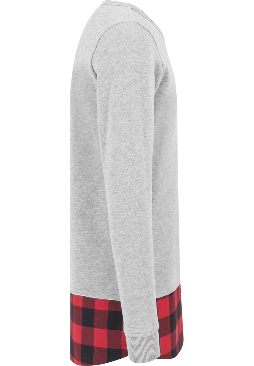 Long Flanell Bottom Open Edge Crewneck gry / blk / rosu