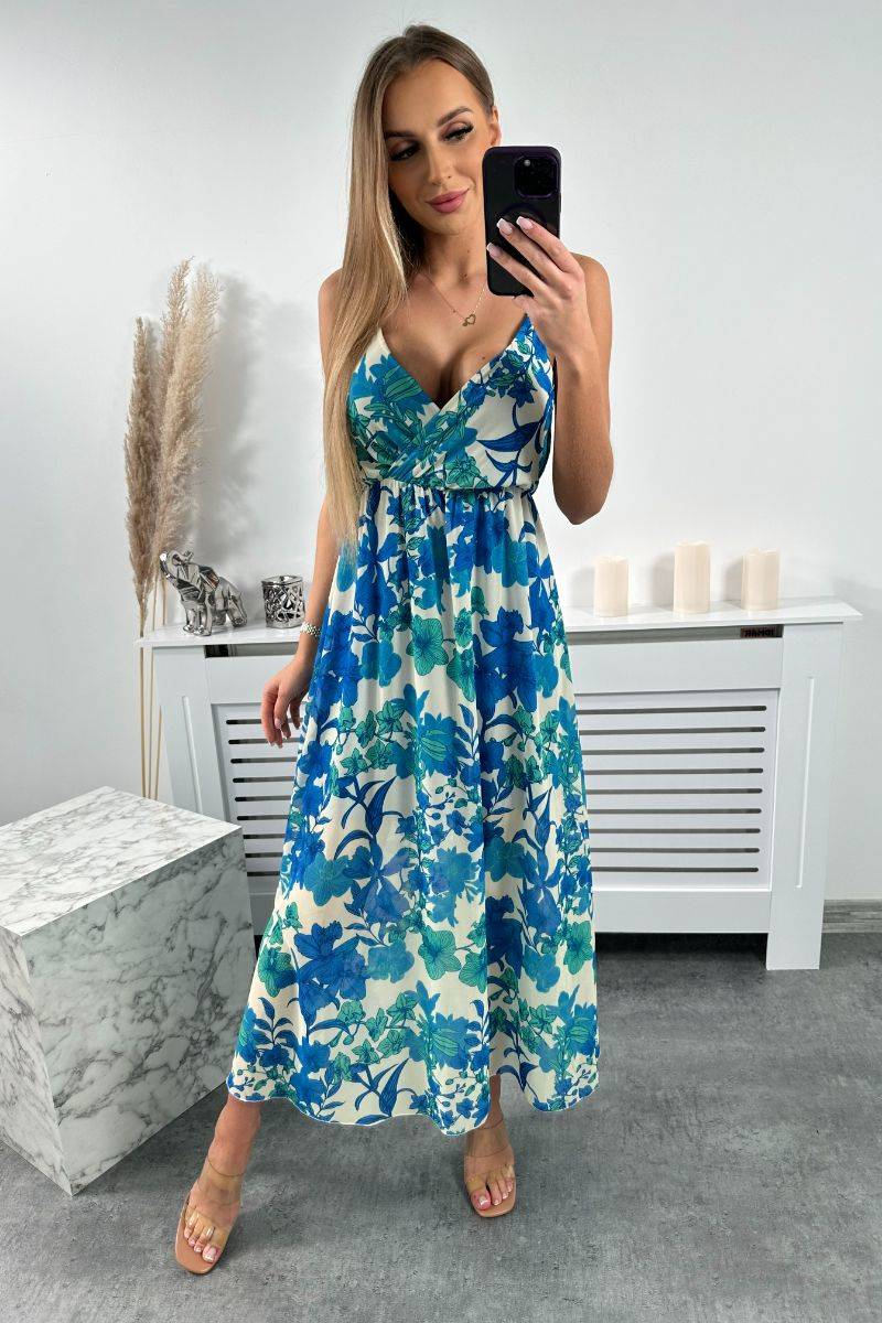 Floral Dress For Hangers Beige + Blue