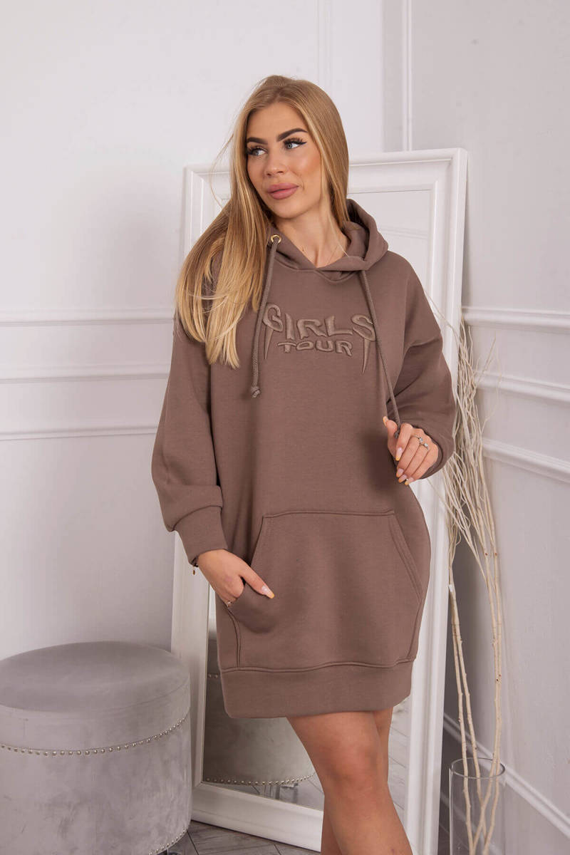 Insulated Sweatshirt With Embroidered Inscription Oversize Mocca