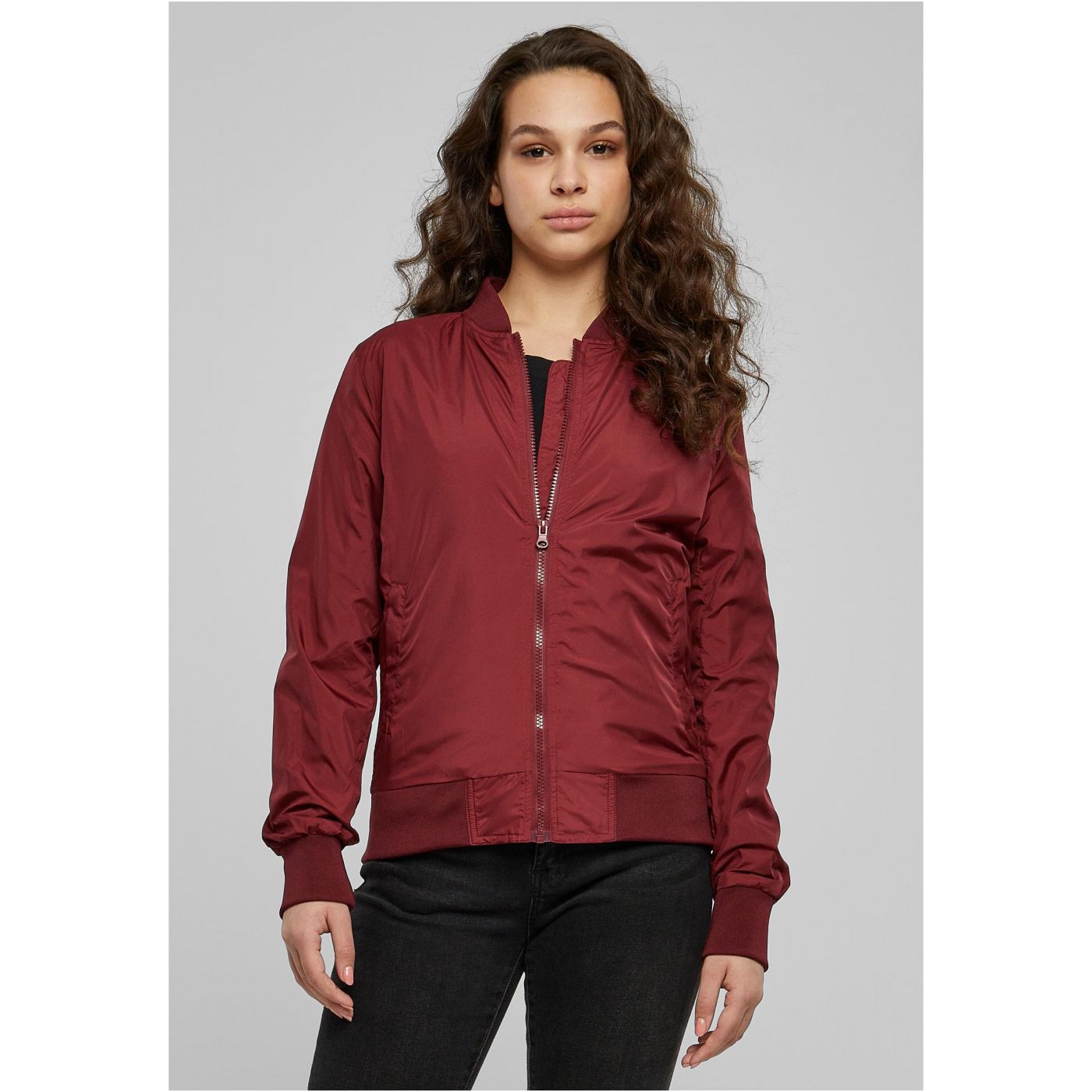 Women's Light Bomber Jacket In Burgundy