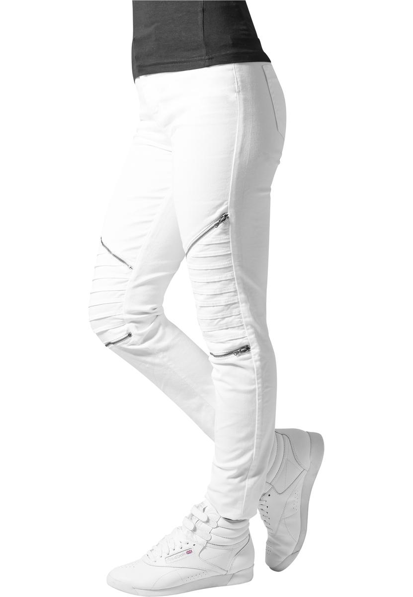 Doamnelor Stretch Biker Pantaloni alb