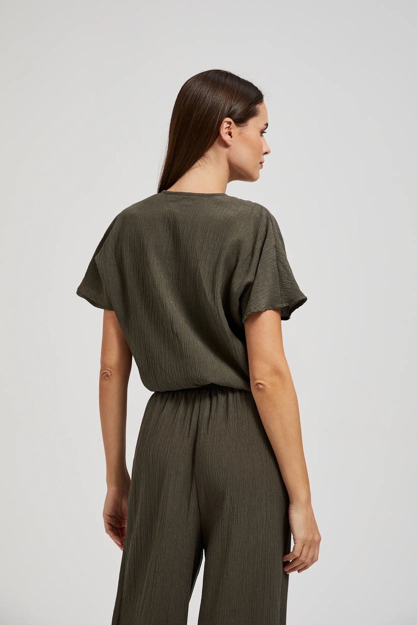 Women's neckline blouse MOODO - olive green