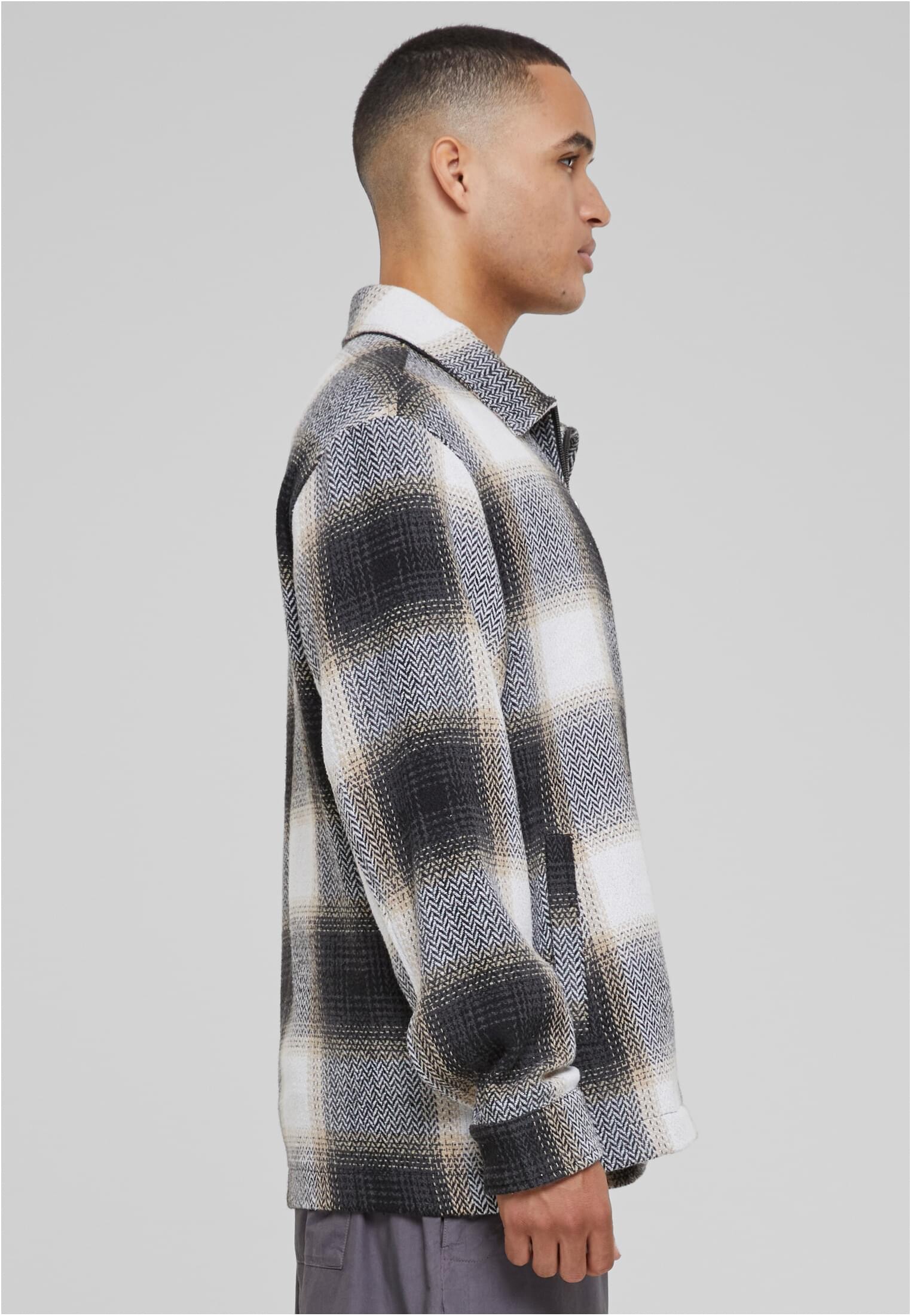 Men's zip shirt jacket beige/black