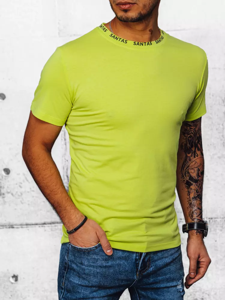Levně Pánské tričko s potiskem světle zelené Dstreet