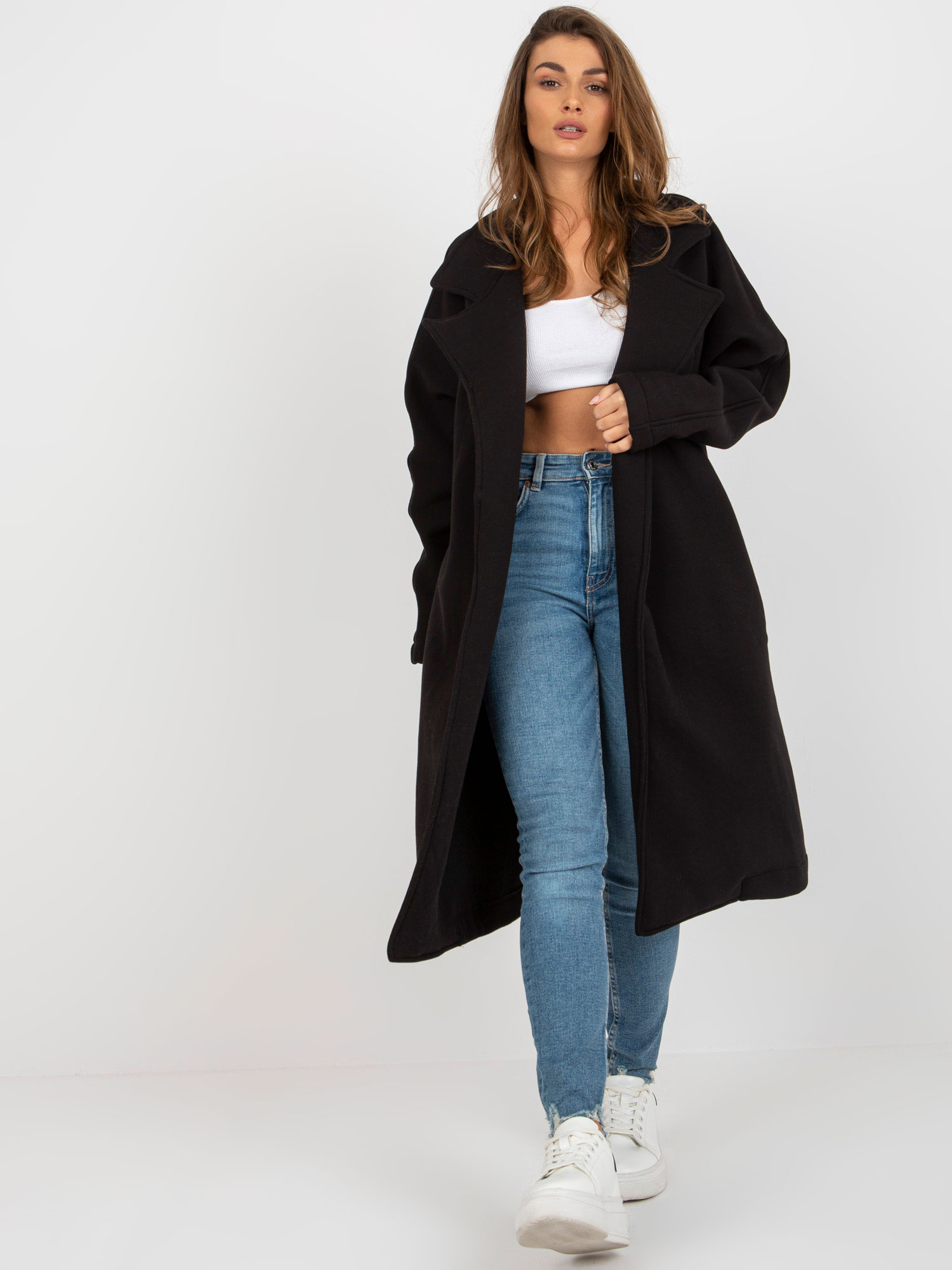 Black Tracksuit Coat Without Fastening