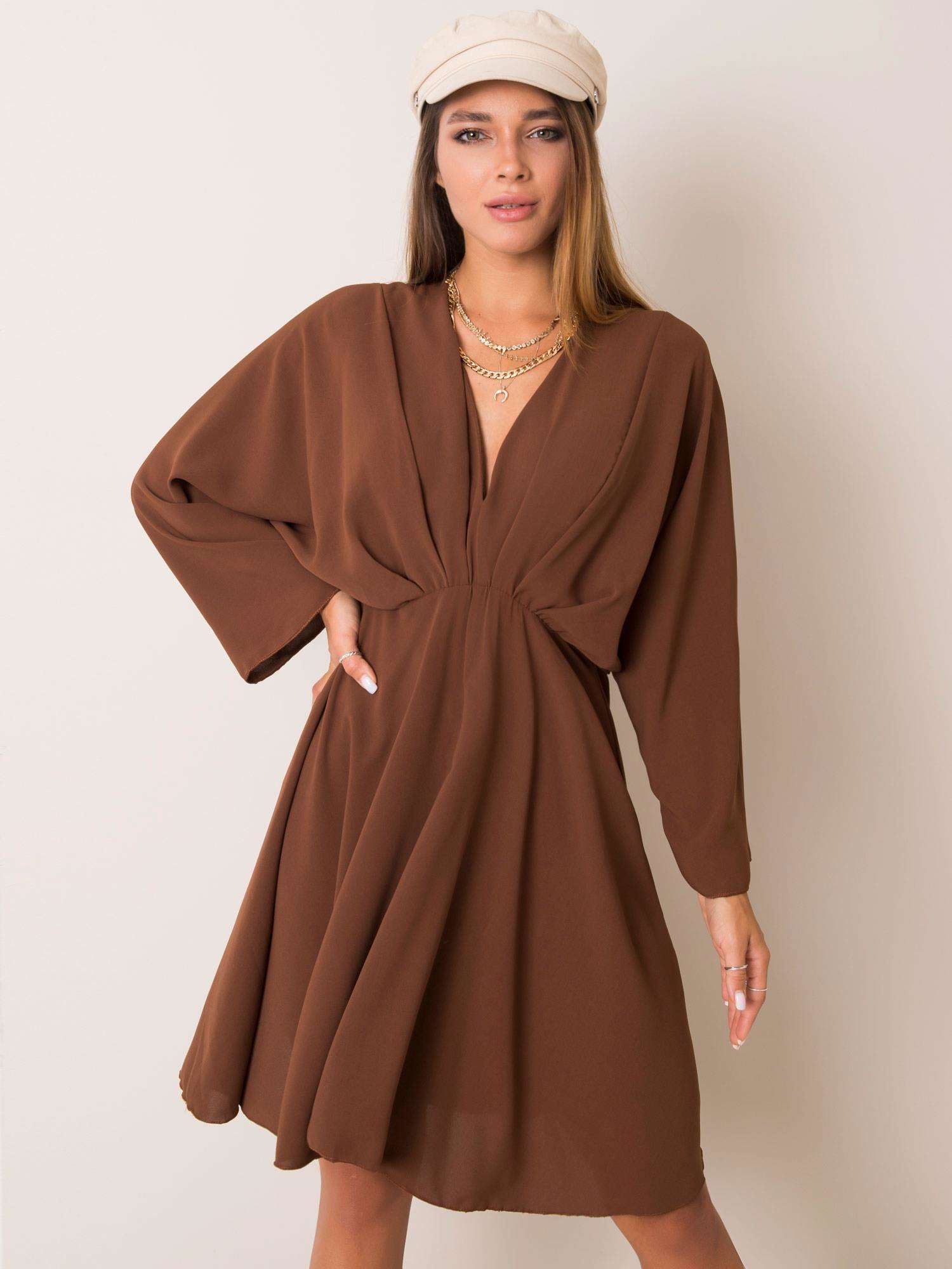 Brown Dress With A Triangle Neckline