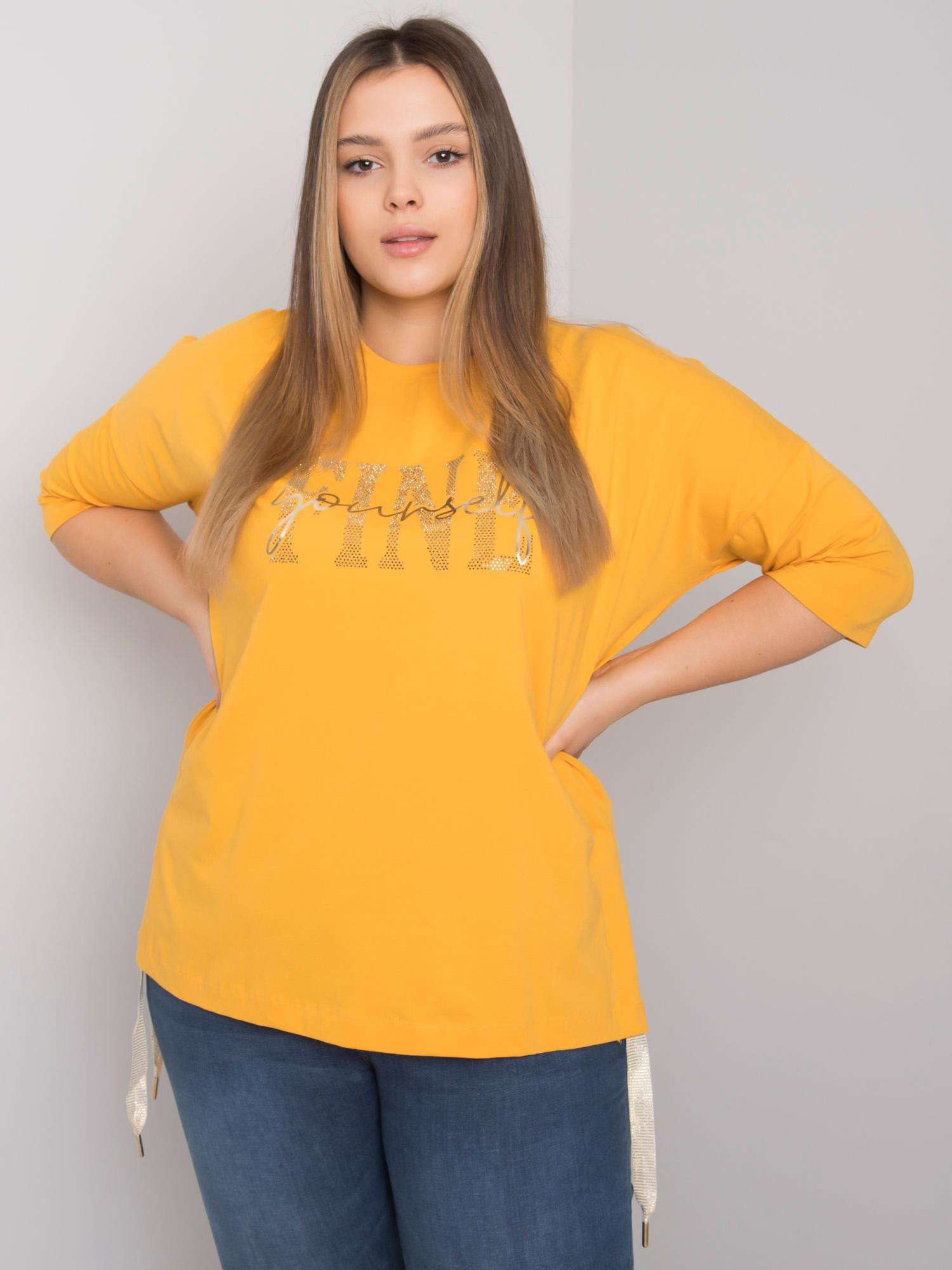 Yellow Oversized Blouse With Rhinestones Elena