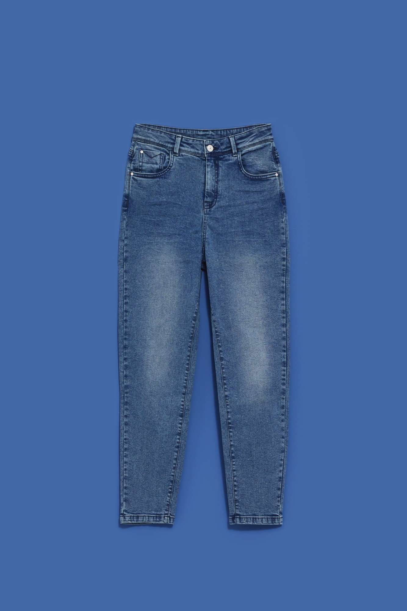 High-waisted denim jeans