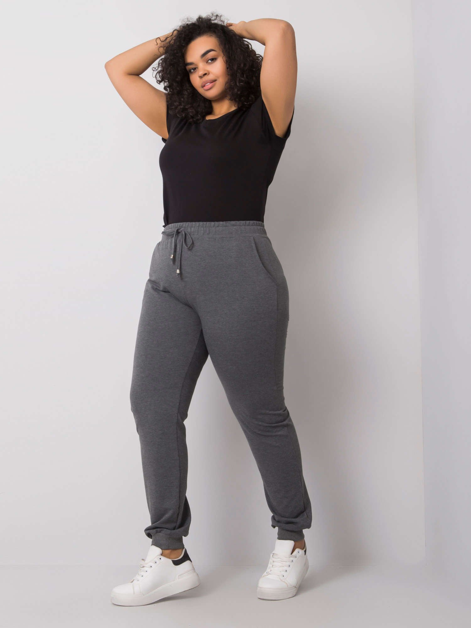 Dark Grey Melange Women's Sweatpants Plus Size